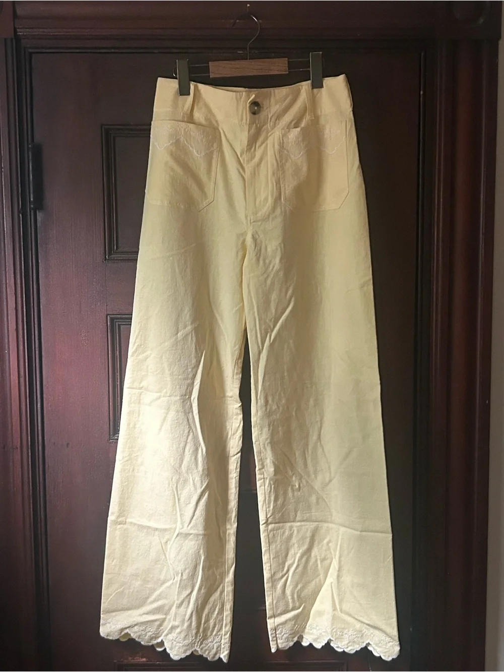 Maeve Colette Lace Trim Pale Yellow Size 28 Embroidered Hem & Pockets NWOT - Picture 4 of 10